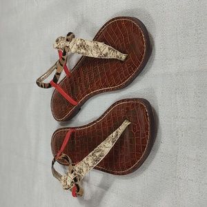 Sam Edelman GiGi Strappy Leather Coral Brown Cream Tan Sandals Size 9.5M